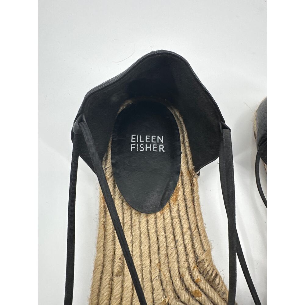 Eileen Fisher Lee black leather espadrille Size 9 - Picture 2 of 8